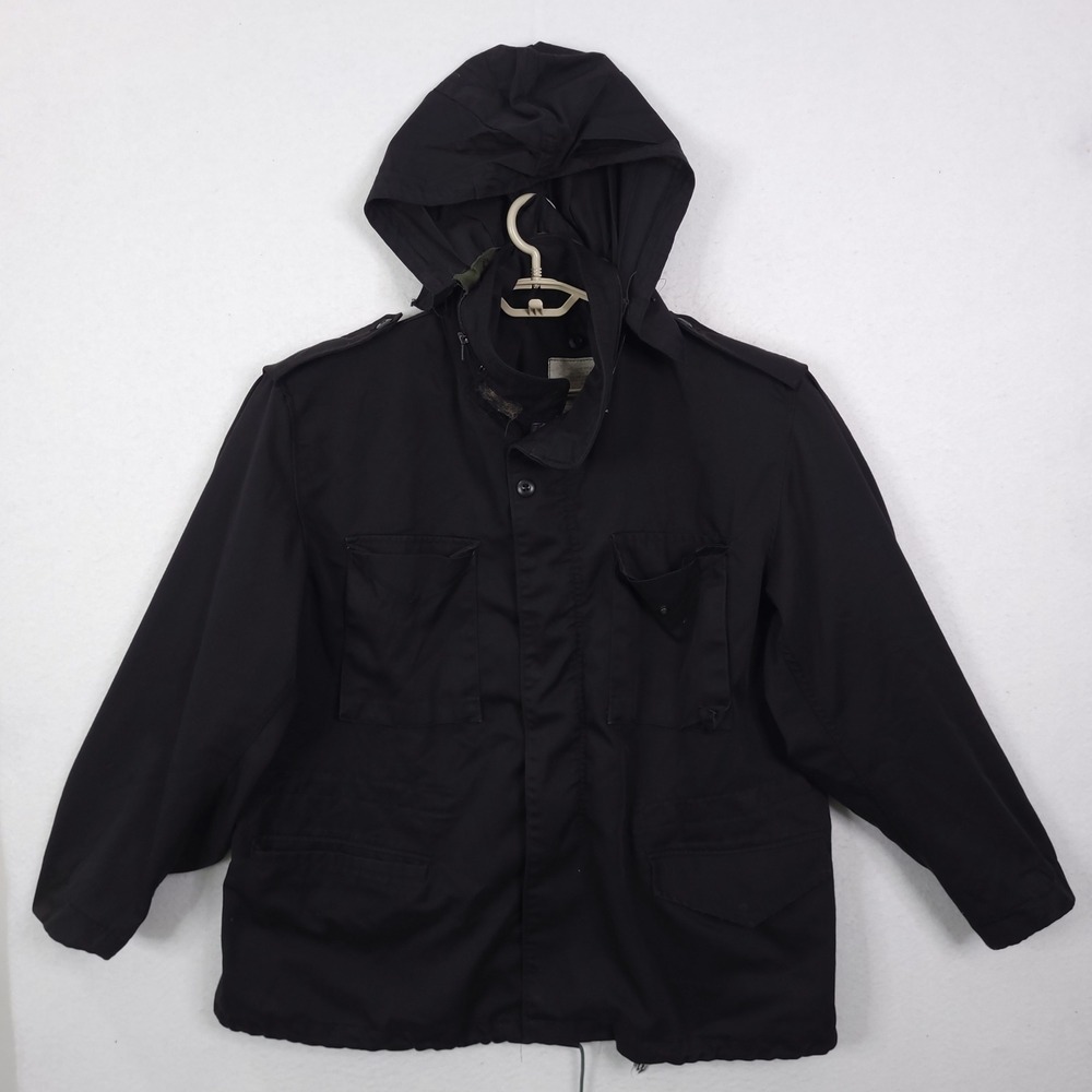 Winfield International Field M65 Coat Men XL Black Hooded Military Jacket